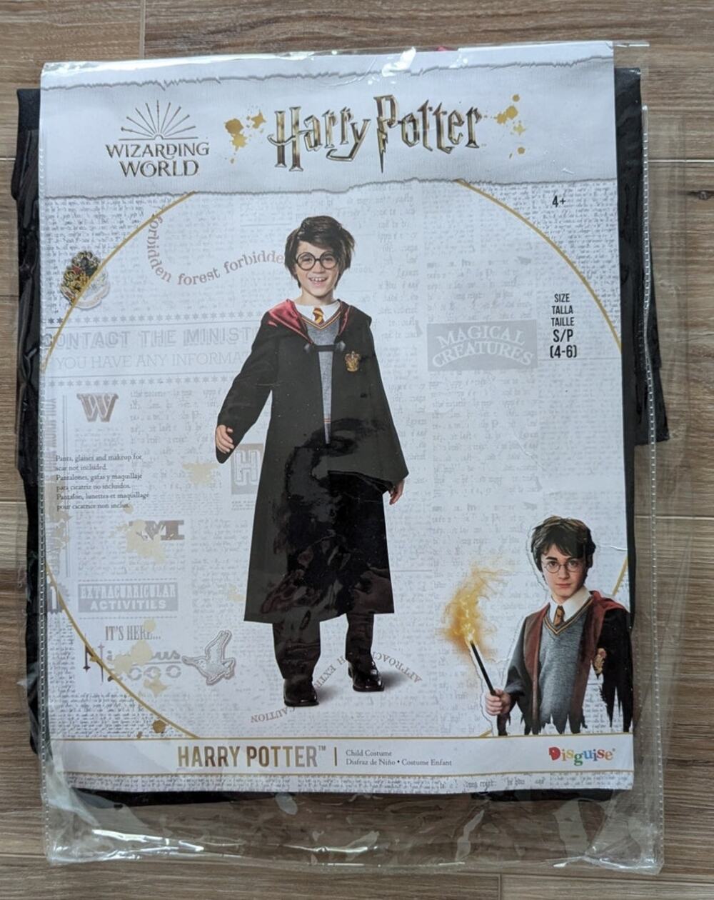 New Kids' Harry Potter Halloween Costume Top with Attached Robe sz S (4-6)